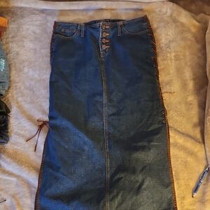 Route 66 Blue Denim Skirt Sz 10 Rivets And Laced Sides